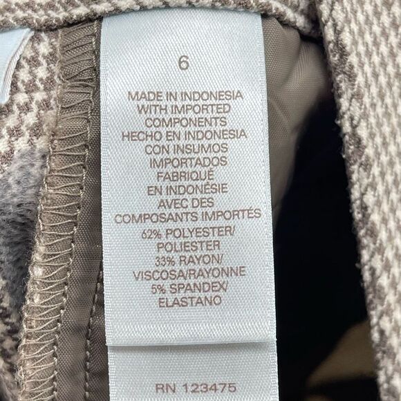 JH Collections Karyn Womens Dress Pants Houndstooth Flat Front Stretch Tan 6 - Picture 4 of 13